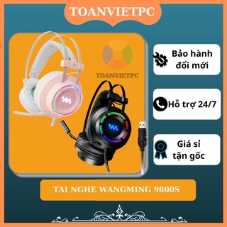 Tai nghe gaming wangming 9800s màu hồng usb 7.1 led rgb giả lập 7.1