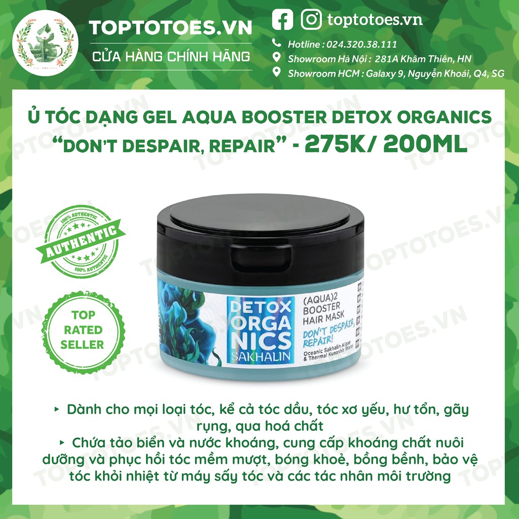 Ủ tóc dạng gel Detox Organics Aqua Booster “Don’t despair, Repair” dưỡng và phục hồi tóc mềm mượt, bồng bềnh