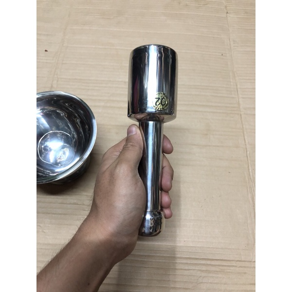 Dụng cụ giã tiêu đâm tiêu giã hành tỏi cối chày inox cỡ số lớn nhỏ