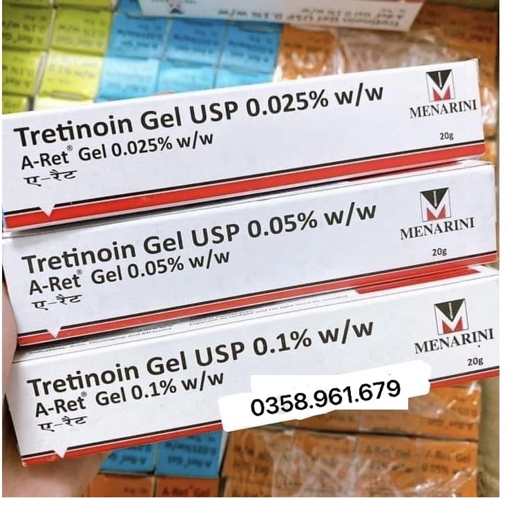 Tretinoin Aret Gel 0,025% 0,05% 0,1% - 20G Cho Da Mụn, Trẻ Hóa Da