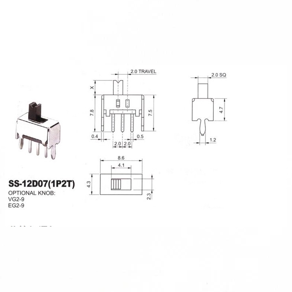 Công Tắc Gạt 3 Chân SS12D01 SS12D00 SS12D07  6 chân SS22F25 SS22F32 MS22D16 5 chân chuôi 3mm 5mm Linh kiện điện tử SMD