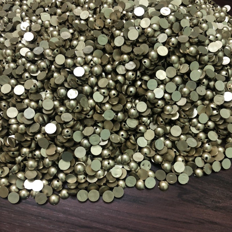 Túi 50 Hạt Cườm Bán Cầu Vàng Ánh Kim Đính Áo Đầm Áo Dài 8 Ly Hàng Công Ty