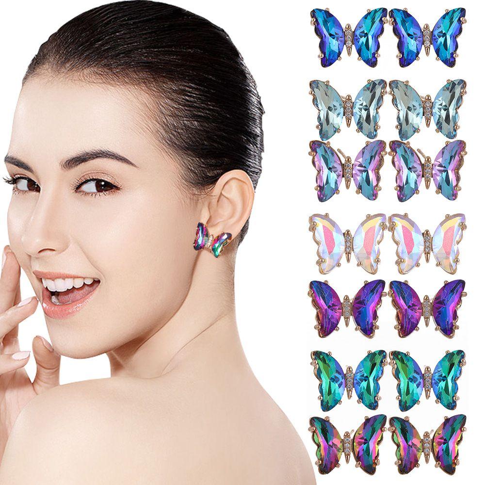 1 Cặp Bông Tai Xỏ Lỗ Màu Sắc Gradient Dành Cho Nữ