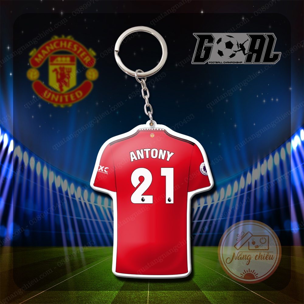 Móc Khóa Dày In Sắc Nét 2 Mặt, Áo Đấu Câu lạc bộ bóng đá Manchester United với các cầu thủ C.Ronaldo, Sancho, Antony