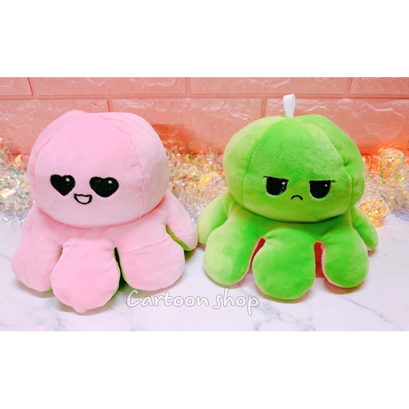 Bạch tuộc nhồi bông 2 mặt cảm xúc 24 x 12 cm siu cute - Reversible Octopus