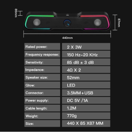 Loa máy tính Siêu Trầm Đèn LED Phát Sáng Hp DHE-6002, Chính Hãng 100%