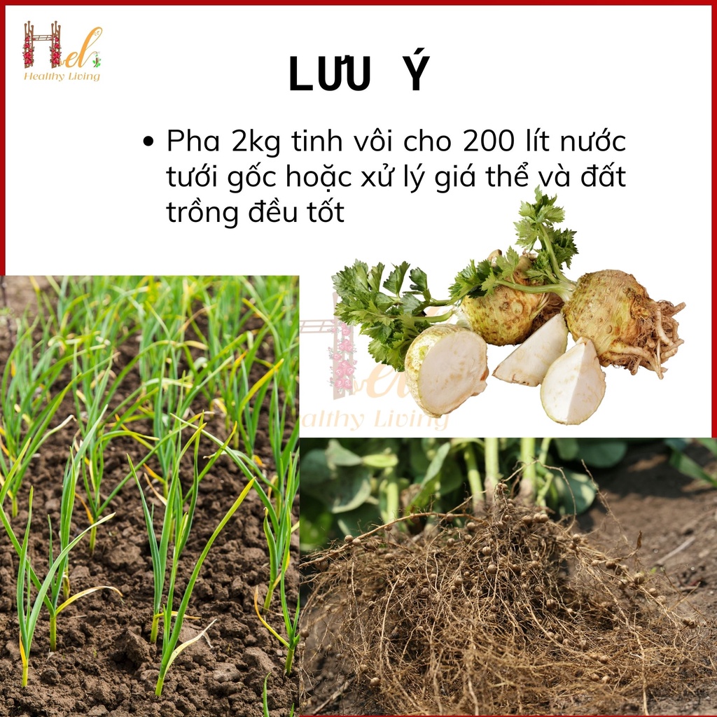 Tinh vôi nông nghiệp - Sạch nấm bệnh, tăng độ pH, siêu sát khuẩn - Khối lượng 1kg