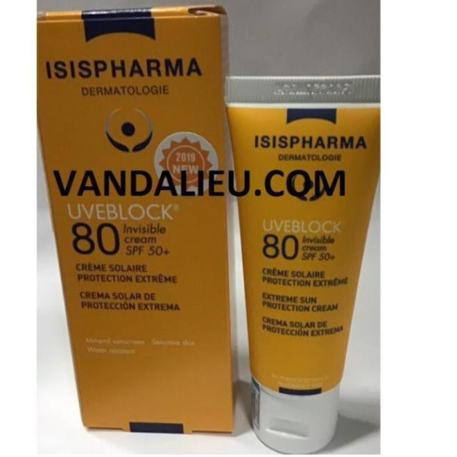 ( MẪU MỚI 2019 ) ISIS PHARMA UVEBLOCK 80 SPF 50+ INVISIBLE CREAM 40ML. KEM CHỐNG NẮNG DÀNH CHO DA NHẠY CẢM. (MÀU SÁNG)