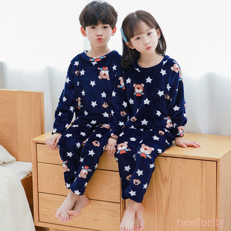 Bộ áo ngủ tay dài + quần dài in hình hoạt hình xinh xắn cho bé