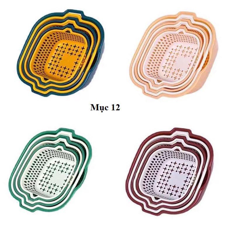 Set bộ 3 rổ nhựa, kèm 3 chậu rửa đa năng, tiện dụng đủ 3 size mẫu mới nhất cho nhà bếp