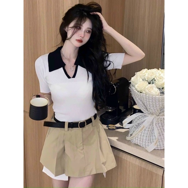 Áo thun gân cổ bẻ viền ☘️☘️☘️☘️SL alohashop91