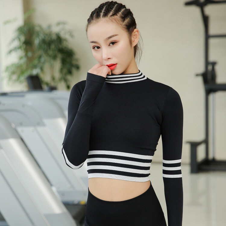 Áo croptop tay dài ôm sát body tập gym yoga, áo tập yoga nữ dài tay, (áo tập gym nữ dài tay)