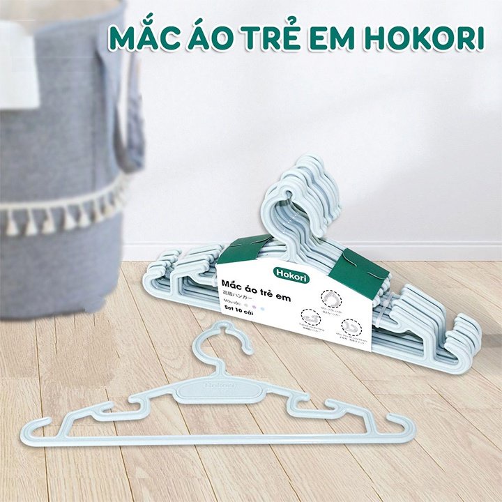 Set 10 móc treo  quần áo hokori nhựa việt nhật kích thước 29x15cm