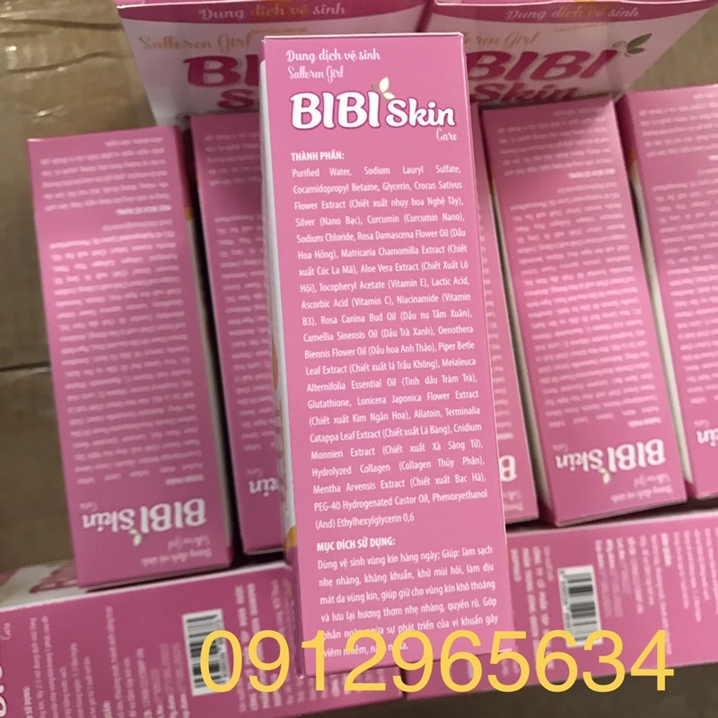 Dung dịch vệ sinh cho bé Bibi skin chiết xuất tự nhiên giúp khô thoáng kháng khuẩn ngăn mùi chính hãng 150ml