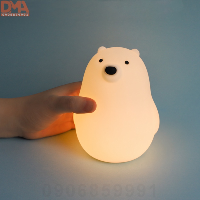 Đèn ngủ trang trí,đèn led silicon cảm ứng gấu bắc cực nhỏ - (HL-18)
