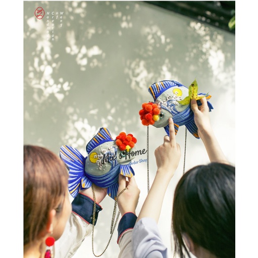 Bộ Dụng Cụ Thêu Tay Thủ Công DIY Nguyên Liệu - Tự thêu may túi xách túi tote Hình Cá Phong cách Độc Đáo - Mie Handmade