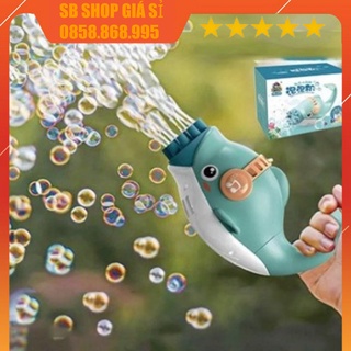 Đồ Chơi Súng Bắn Bong Bóng 10 Nòng Hình Cá Heo Siêu Dễ Thương Cho Bé, Súng Xà Phòng Thổi Bong Bóng Hình Cá Heo