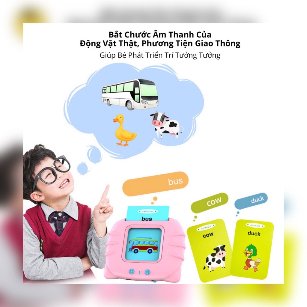 Máy Đọc Thẻ Flashcard Tiếng Anh Dành Cho Trẻ Em Gồm 224 Từ Vựng Không Có Sóng Điện Từ