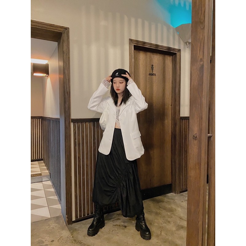 Áo vest blazer trắng kem
