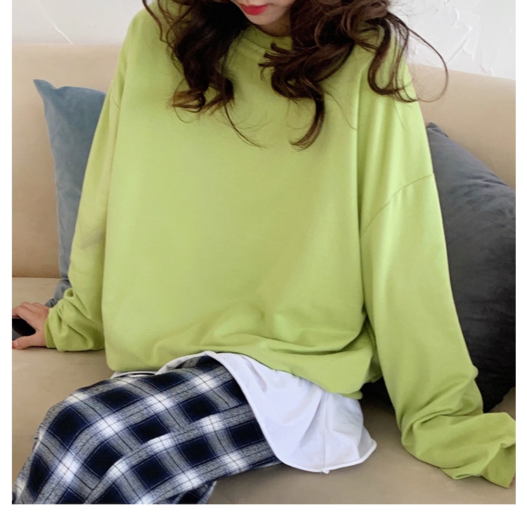 Áo SUXI tay dài cổ tròn màu sắc đơn giản thời trang cho nữ