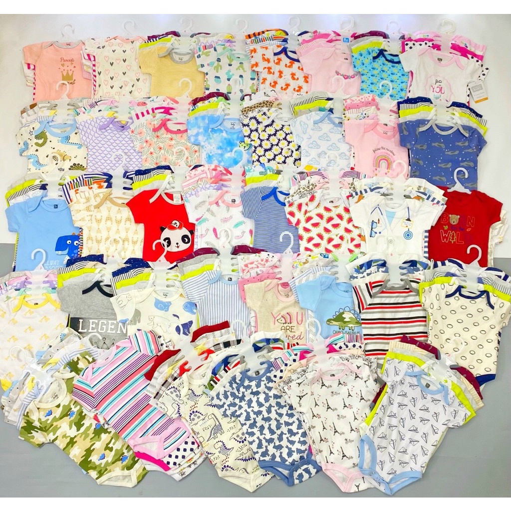 SET 5 Bodysuit Cộc Tay Hoạ Tiết Cho Bé Sơ Sinh - 13Kg Hàng Xuất Mỹ Kèm Móc Siêu Đẹp, Body Chip Cho Bé SABOMART