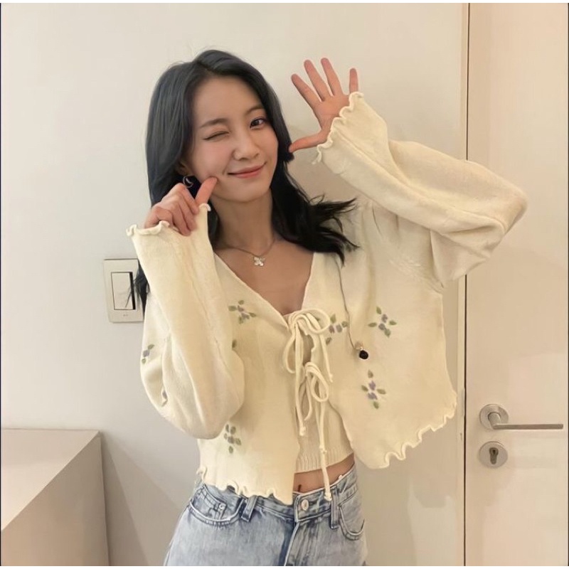 SET CARDIGAN THÊU HOA