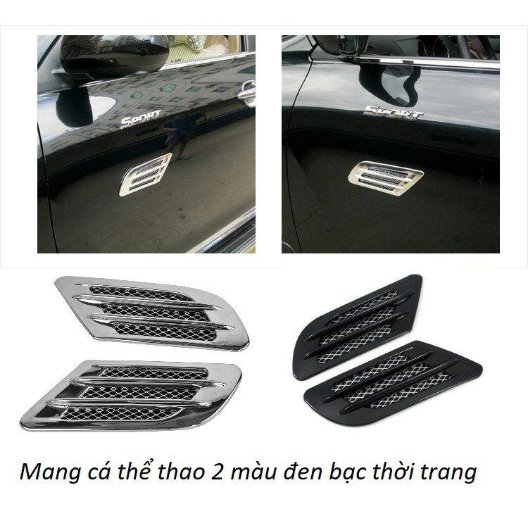 Bộ 2 mang cá trang trí 2 bên capo hoặc sườn xe hơi ô tô mô phỏng cửa gió phong cách thể thao 2 màu thời trang | BigBuy360 - bigbuy360.vn