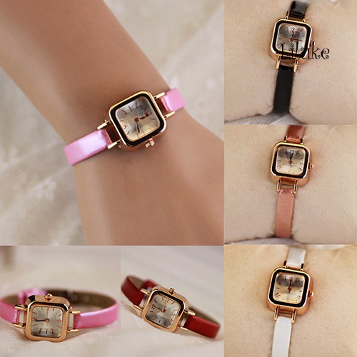 Đồng Hồ Đeo Tay Nữ Mặt Vuông Dây Giả Da Thời Trang