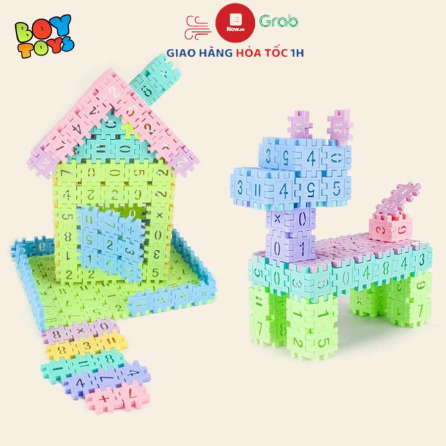 Bộ đồ chơi 50 khối nhựa xây dựng Building block mẫu mới 4x4cm thú vị để bé chơi vui vẻ