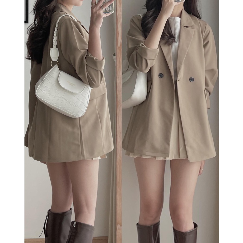 K095 Blazer hè form rộng Audrey (dài tay/ngắn tay)