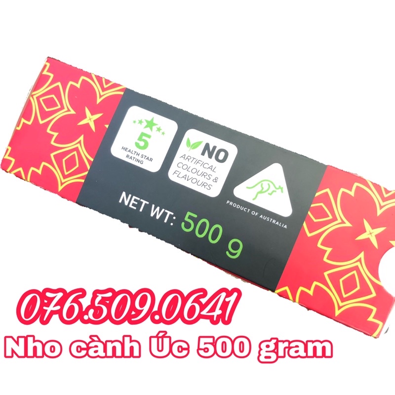 Nho khô đen cành Úc [QR code ra web] hộp 500gr