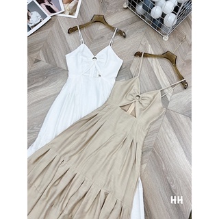 ĐẦM HAI DÂY KHOÉT EO 2 LỚP DÁNG DÀI m
