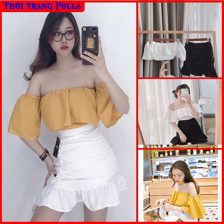 💥FREESHIP💥 Set đồ nữ áo croptop áo kiểu quần sooc phồng,set đồ nữ cá tính dễ kết hợp, mặc lẻ hoặc theo bộ đều đẹp -B005