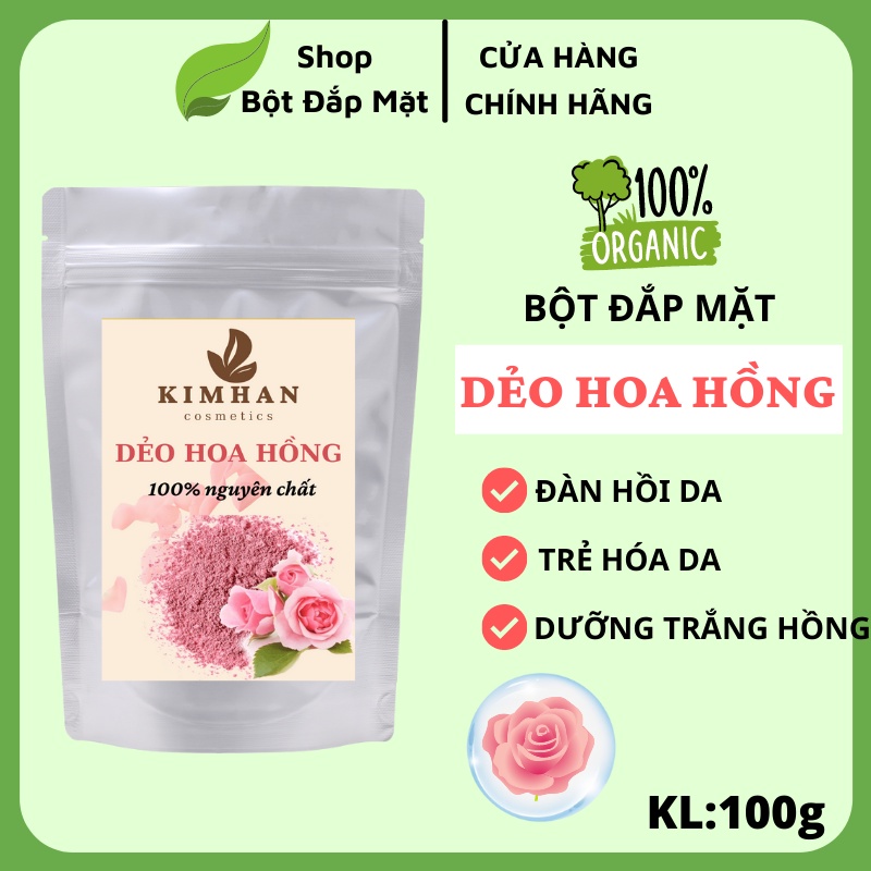 100g Bột đắp mặt dẻo hoa hồng hỗ trợ trắng hồng da