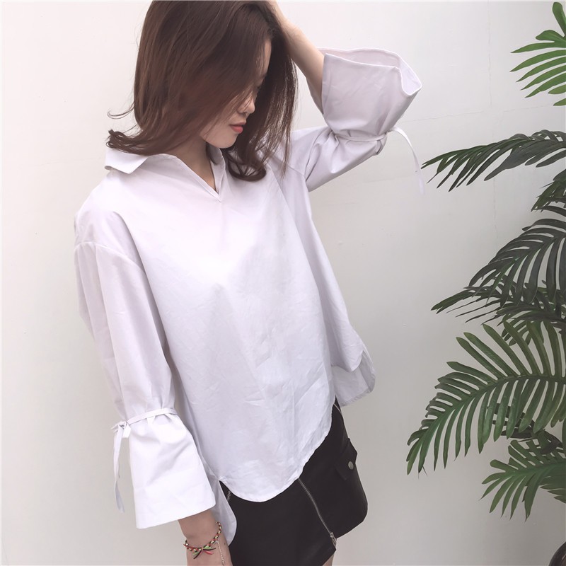 Áo kiểu tay phồng cổ chữ V thiết kế thanh lịch cho phái nữ | BigBuy360 - bigbuy360.vn