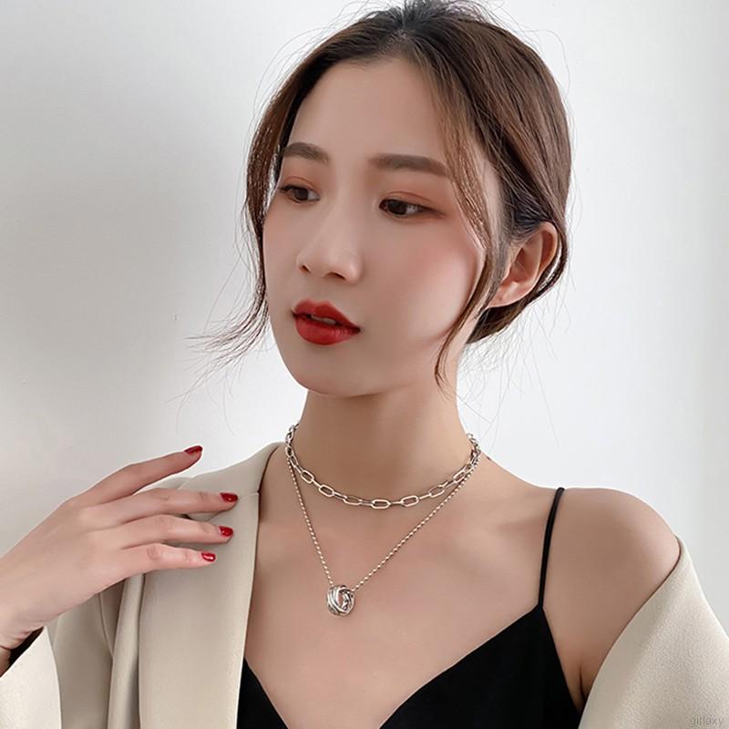 Dây Chuyền Hợp Kim Nhiều Lớp Phong Cách Hàn Quốc Cho Nữ