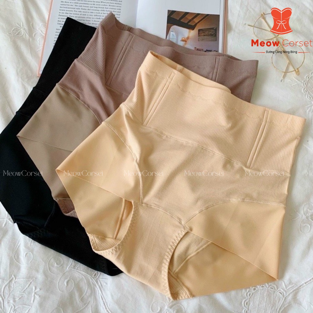 Quần lót nữ cạp cao gen bụng cotton có thanh chống cuộn