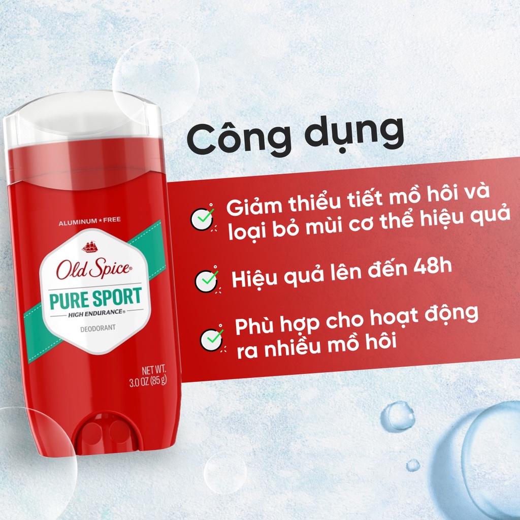 Lăn khử mùi nam 30Shine phân phối chính hãng Old Spice Pure Sport 85g mùi hương nam tính chính hãng