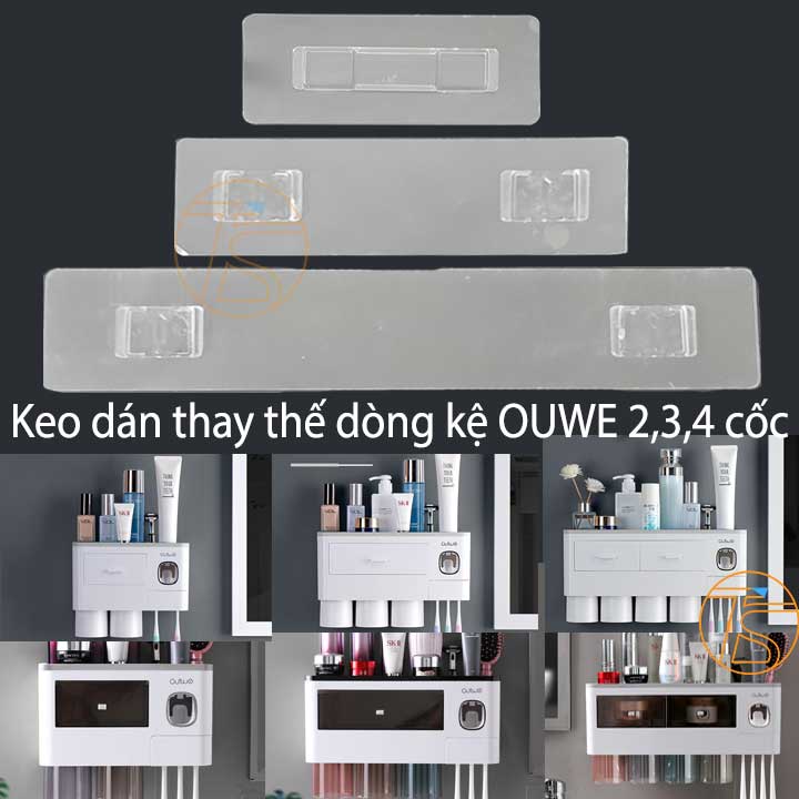 Miếng keo dán thay thế dự phòng cho kệ nhả kem dòng Ouwe với mẫu 2 cốc, 3 cốc, 4 cốc - phụ kiện keo kệ đa năng siêu dính