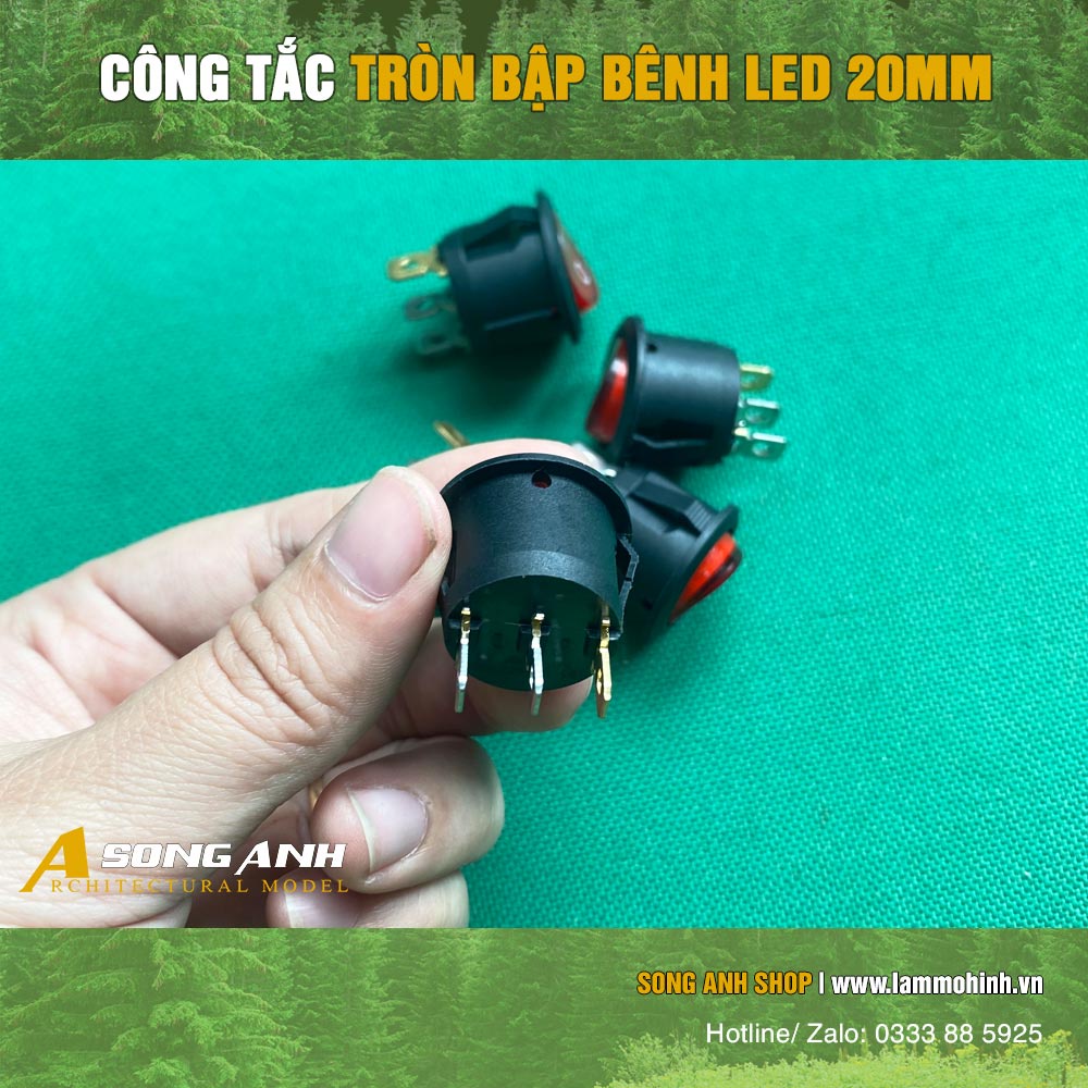 Công tắc tròn bập bênh LED 20mm