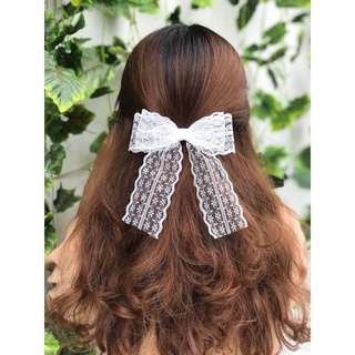 kẹp nơ ren trắng 2 tầng