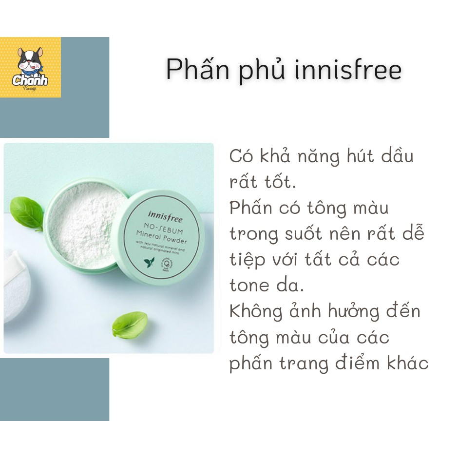 Phấn Phủ Bột Innisfree Kiềm Dầu Giữ Da Luôn Mịn Màng No Sebum Mineral Powder 5g