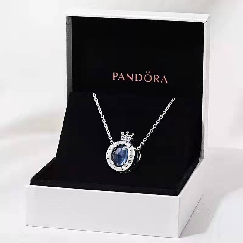 Vòng cổ Pandora Mạ Bạc 925 Mặt Hình Vương Miện Đính Đá Zircon Thời Trang Cho Nữ