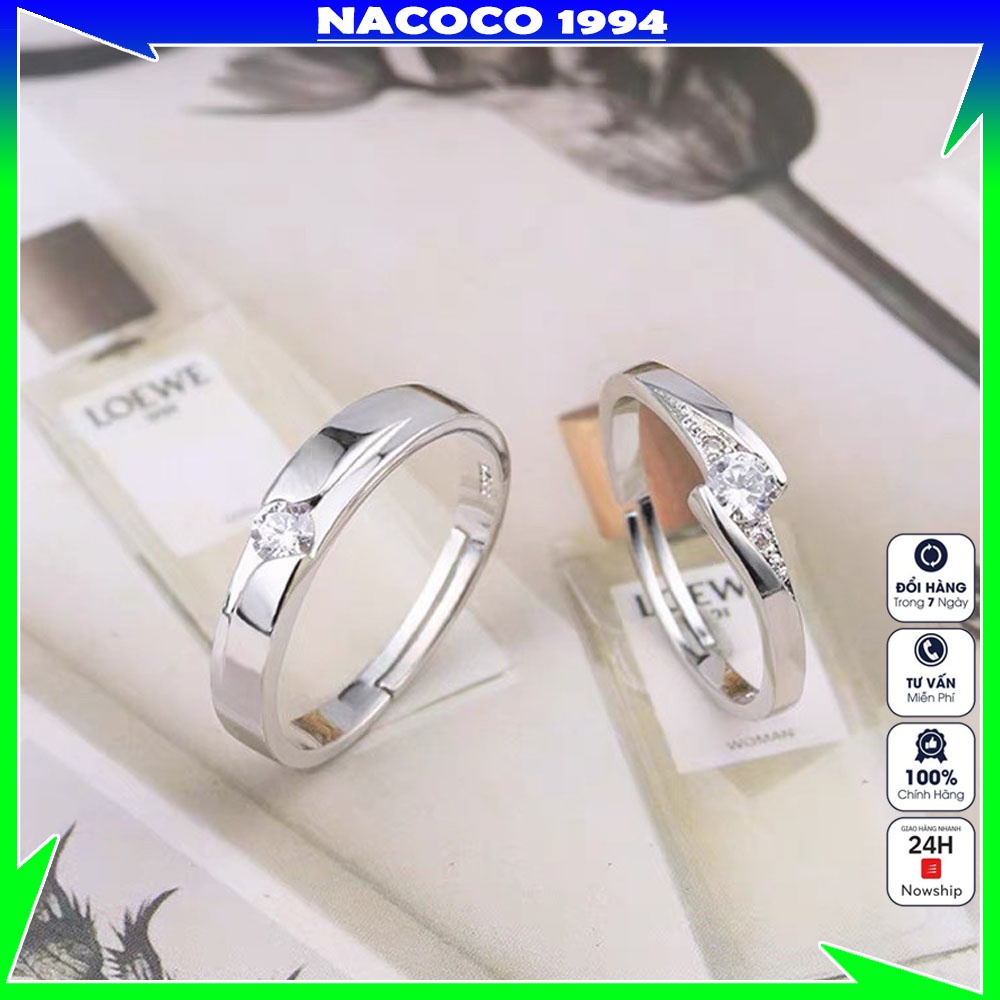 Nhẫn cặp đôi nam nữ NACOCO NB03 thiết kế hở dễ dàng điều chỉnh kích cỡ mẫu mới sang trọng cao cấp