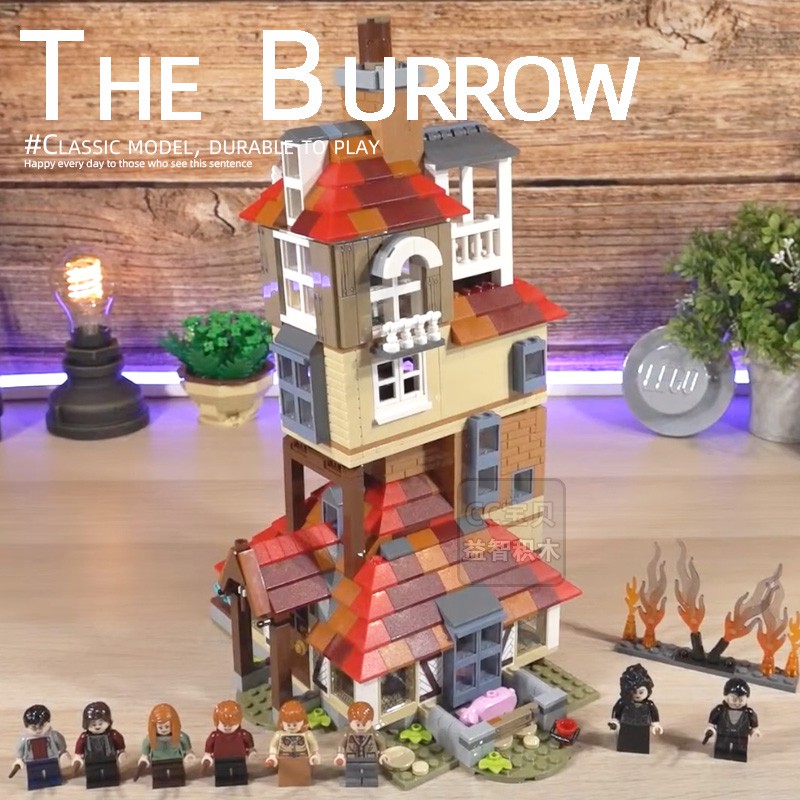 Đồ chơi Lắp ráp giáo dục Mô hình 19034 Harry Potter Attack on the Burrow compatible with 75980 Christmas gift