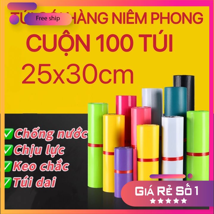 Túi gói hàng niêm phong quần áo cuộn 100 túi Sz 25x30cm