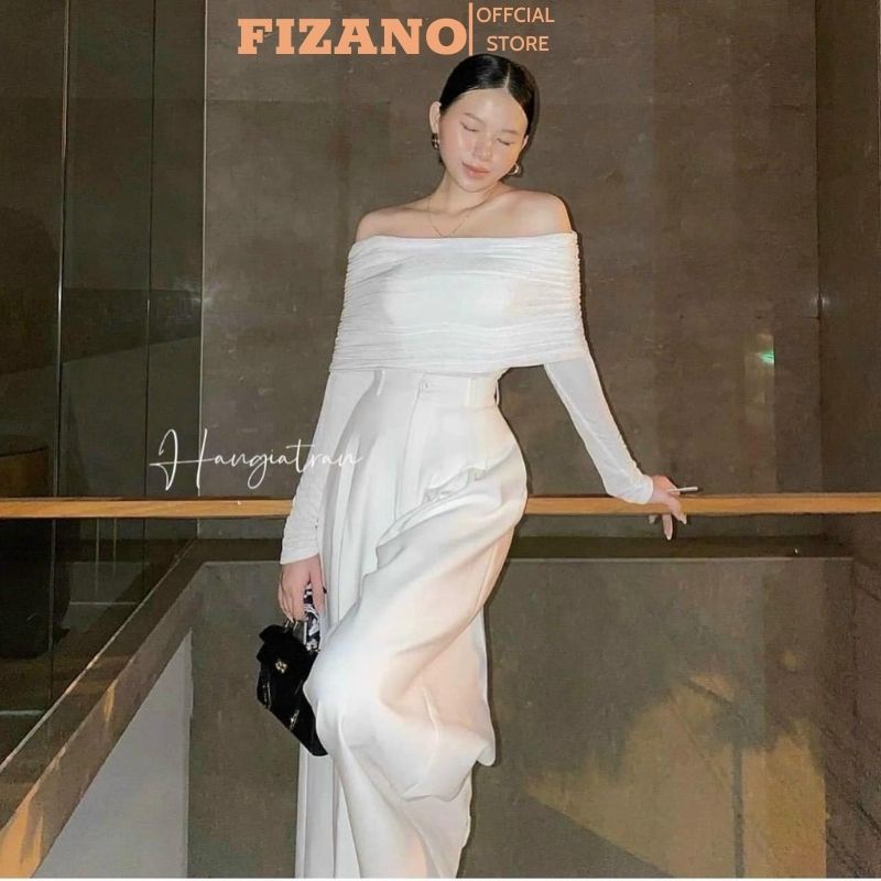 Áo thun nữ trễ vai chùn dài tay chất mềm mịn thoáng khí thời trang fizano