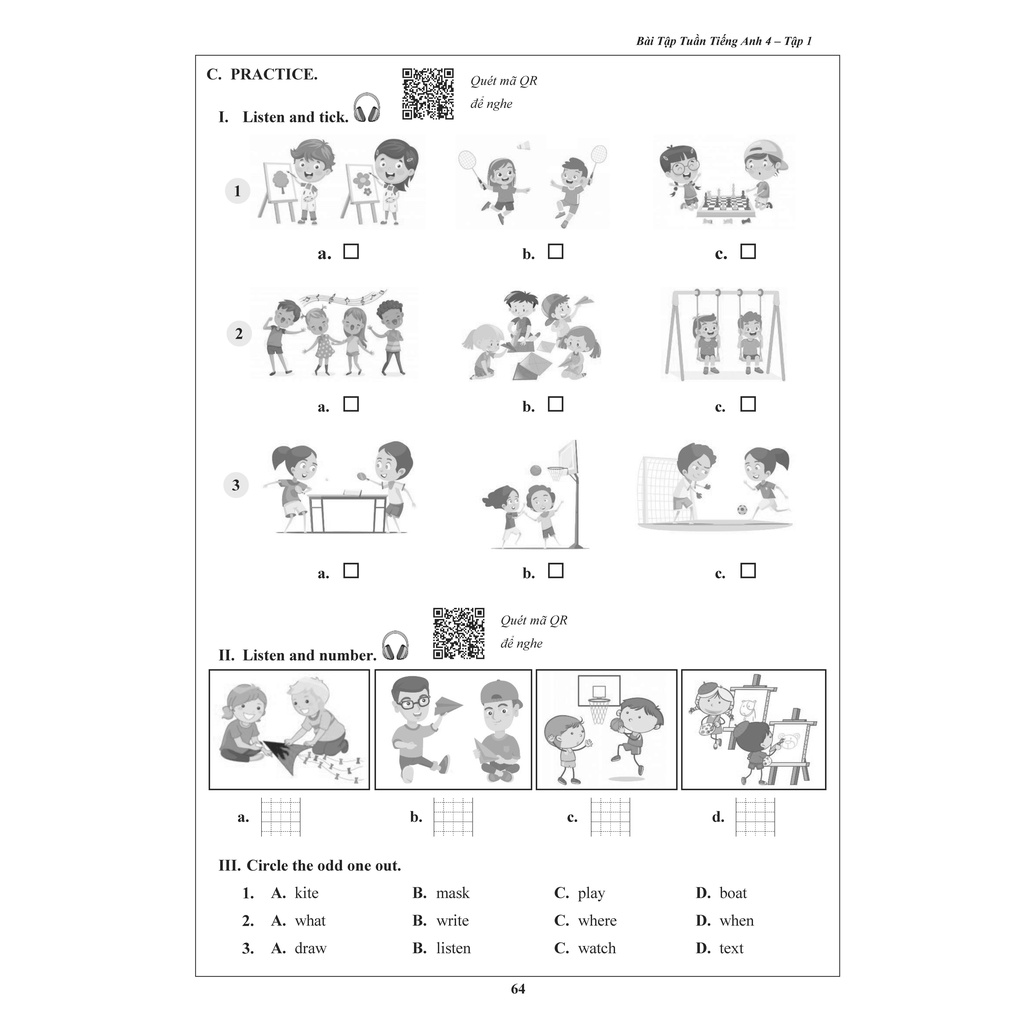 Sách Bài Tập Tuần Tiếng Anh 4 Tập 1