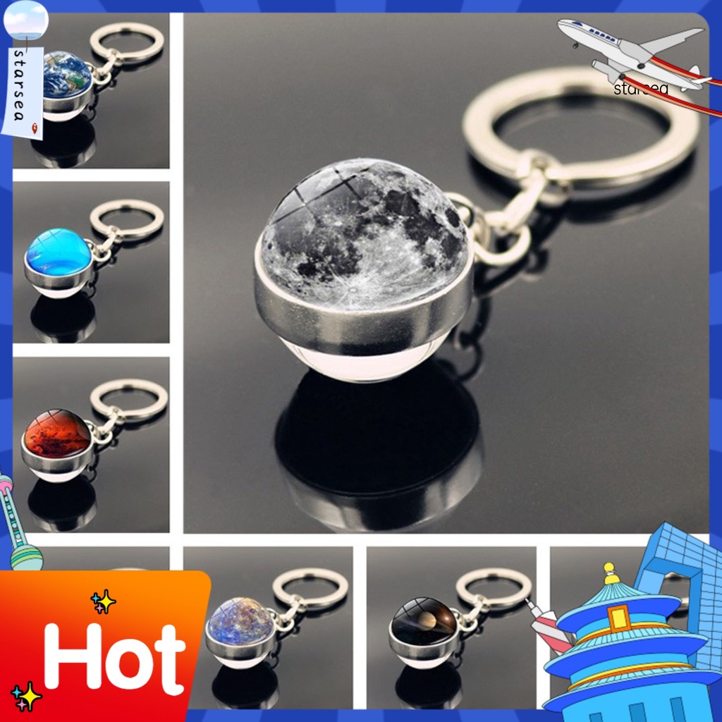 【STR,BG】Móc Khóa Bóng Thủy Tinh Hai Mặt Trang Trí Hệ Mặt Trời Hệ Mặt Trời Nebula Quà Tặng Sinh Nhật Cho Điện Thoại