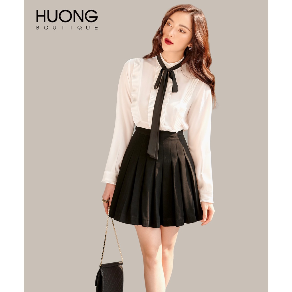 Áo sơ mi cotton lụa cổ nơ HUONG BOUTIQUE HBSM745